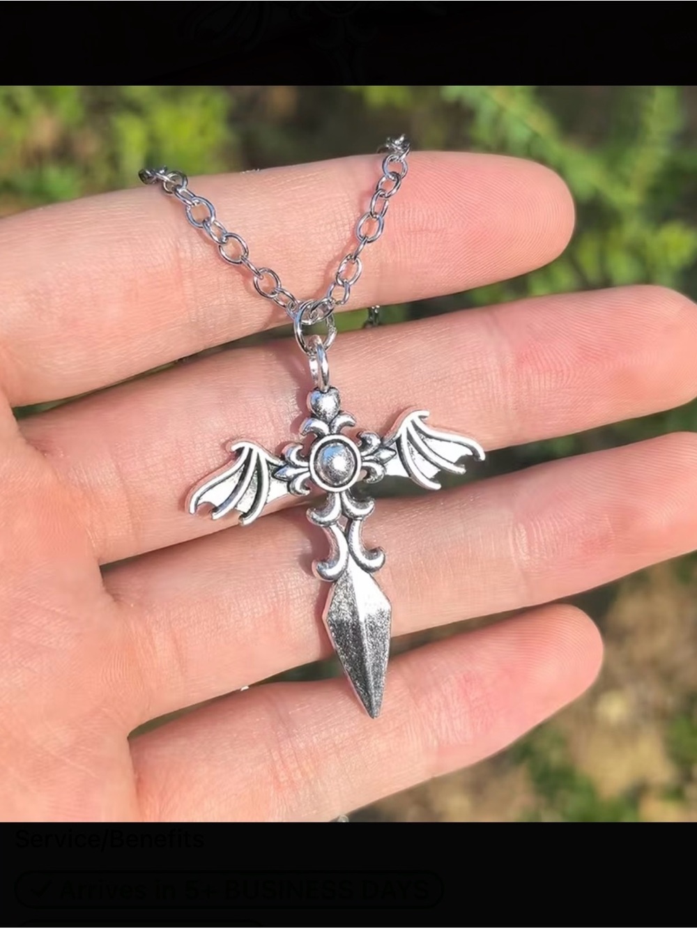 ⭐️ Winged Cross Pendant Necklace - Women Jewelry